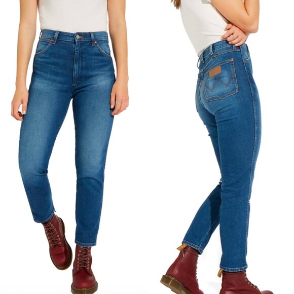 WRANGLER ICONS Western Slim Jeans Size 26 Rigid Denim Medium Wash High Rise - Picture 1 of 12